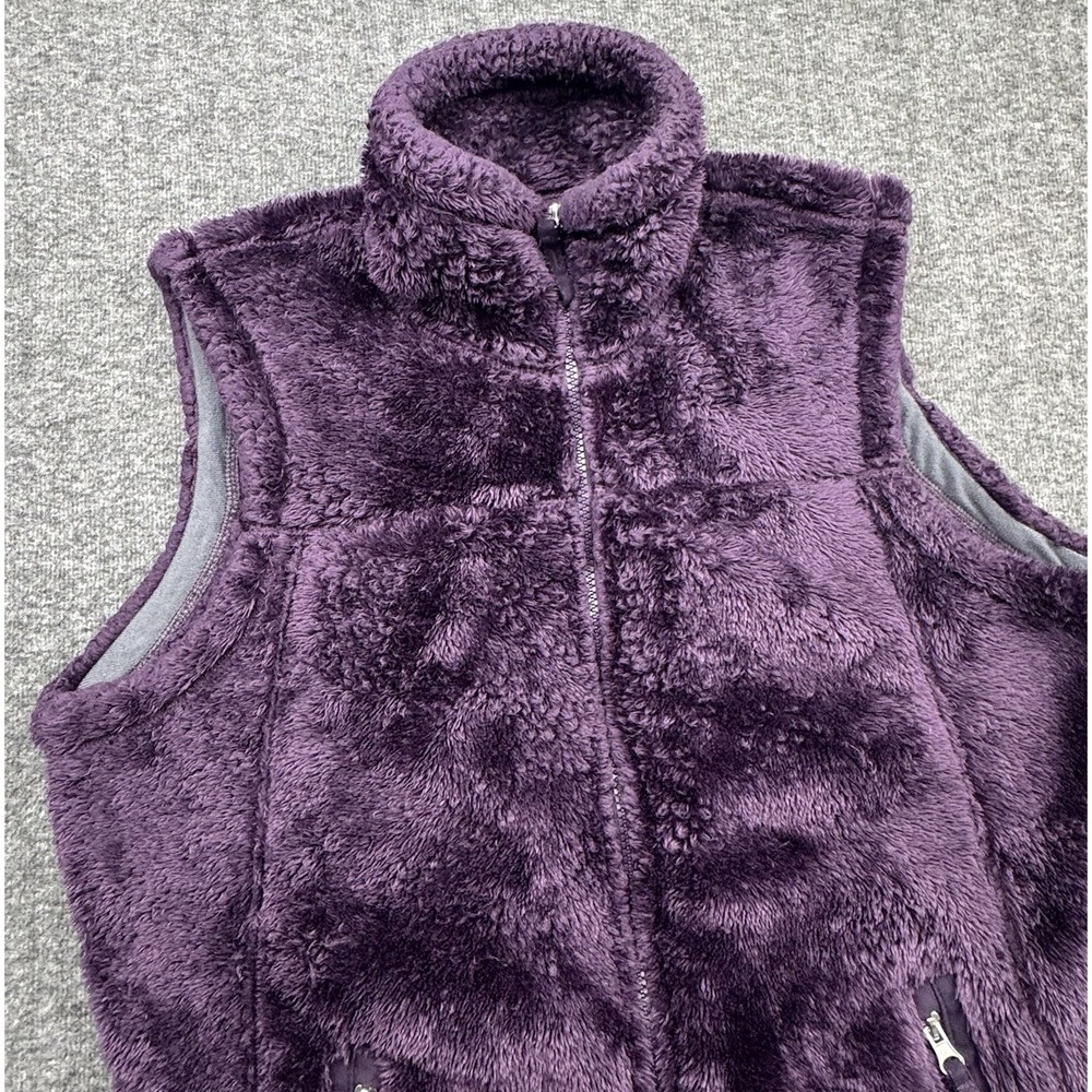 Free‎ Country Womens Plush Teddy Vest Large Purple Polyester Faux Fur Fleece Zip